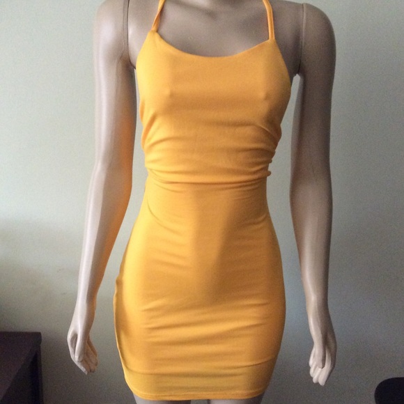 Yellow strap-back summer dress - Picture 1 of 2